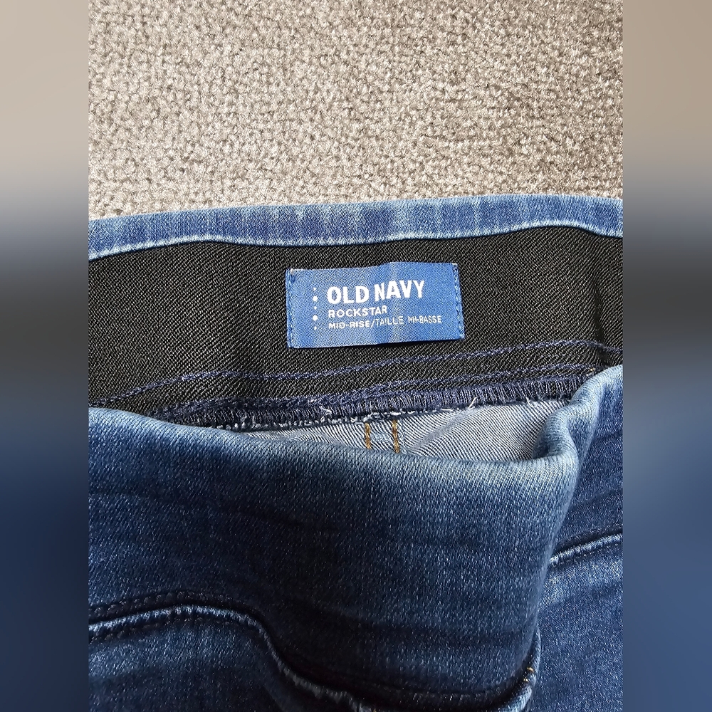 Old Navy Jeans Women Size 14 Distressed Blue Midrise PullOn Jeggings Rockstar - Picture 13 of 13